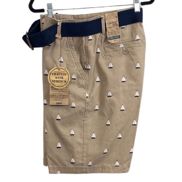 Men’s Vintage Genes Belted Slim Fit‎ Print Bermuda Shorts